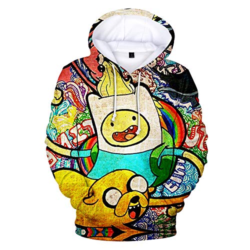 MULIZHE Adventure Time 3D Hoodie Bunter Muster Druck Langarm Casual Sport Jacke Unisex Pullover Festliche Cartoon Kreative Strickjacke -L von MULIZHE