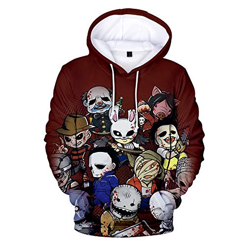 MULIZHE Dead by Daylight 3D gedruckte Hoodie-Karikatur-Muster-Sweatshirt-Lange Hülsen-runder Ansatz-beiläufige Jacke Männer und Frauen-Liebhaber-Feiertags-Baumwollpullover -XXL von MULIZHE