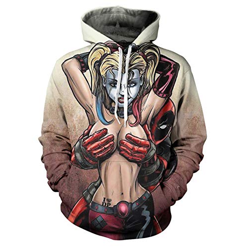 MULIZHE Deadpool 3D-Druck Hoodie Sport Party Pullover für Männer und Frauen Baumwolle Pullover Rundhals Party Party S von MULIZHE