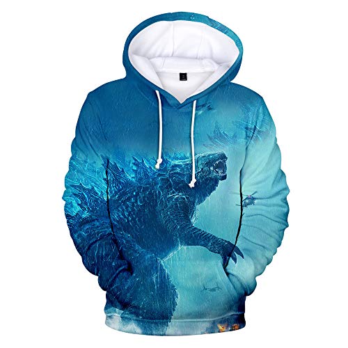 MULIZHE Godzilla 3D gedruckte lässige Unisex Sport Hoodie einfache und Bequeme Lange Ärmel -L von MULIZHE