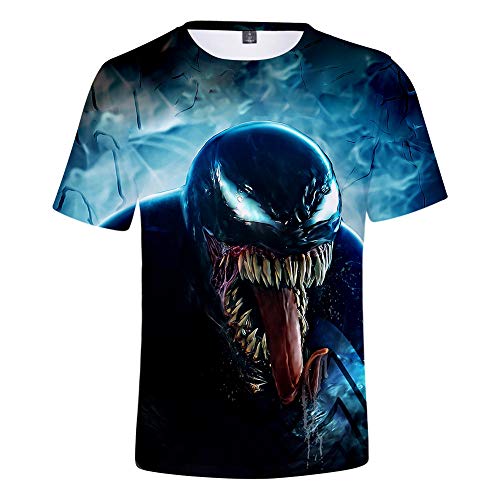 MULIZHE Venom 3D gedruckte kurzärmelige T-Shirt Cartoon Paar Sommer Freizeit Sport atmungsaktive Shirt Jungen und Mädchen schnell trocknende XS von MULIZHE