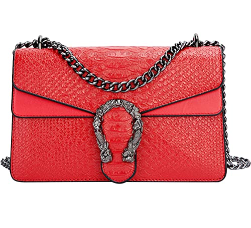 Crossbody Bag Damen Leder,PU Leder Handtaschen Umhängetasche Damen Kette Umhängetasche Handytasche Zum Umhängen Frauen Crossbody Schulter Abend Geldbörse von MULTIONS