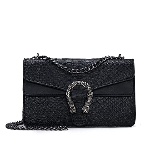 Frauen Crossbody Schultertasche Abendtasche Schlangendruck Clutch Geldbörsen Riemen Schultertasche für Abend Einkaufen, Schwarz , Large von MULTIONS