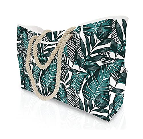 MULTIONS Extra große Damen Strandtasche mit Anti-Diebstahl-Magnetschnalle, Anti-Diebstahl-Strandtasche mit Innentasche Umhängetasche (XL, Banana Leaf) von MULTIONS