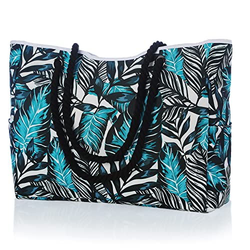 Strandtaschen für Frauen mit Reißverschluss Sommer Strand Tote Taschen Reisetasche für Frauen Overnight Umhängetasche für Pool Strand,Bananenblatt, XL von MULTIONS