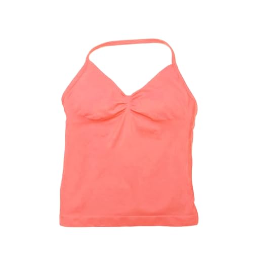 Impact Longline Strappy Top Sport Yoga Weste Damen Fitness Tank Top Gym Schöner Offener Rücken BH Laufen Workout Halfter, Milchorange, XS von MUMAMCY