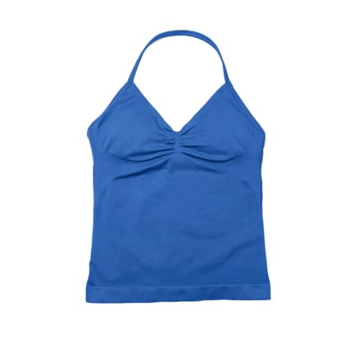 Impact Longline Strappy Top Sport Yoga Weste Damen Fitness Tank Top Gym Schöner Offener Rücken BH Laufen Workout Halfter, tiefseeblau, XS von MUMAMCY