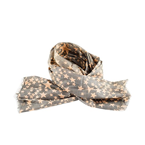 MUMBAI SECRETS leichter Schal 100% Baumwolle mit Sternen oder Punkten in 4 Farben 180x50cm (Orange) von MUMBAI SECRETS