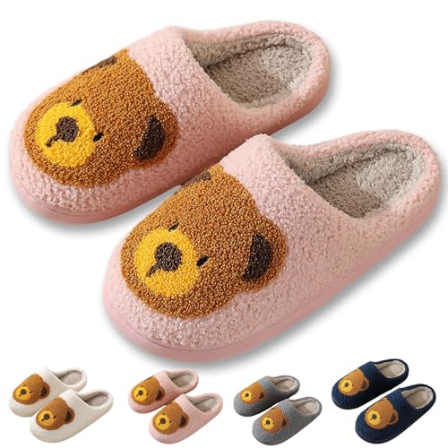 MUMIK Hausschuhe Damen Herren Weicher Plüsch Retro Hausschuhe Frauen Bequeme Warme Pantoffeln Trendiger Slipper drinnen und draußen Rutschfeste Pantoffeln von MUMIK