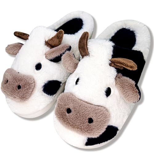 MUMIK Hausschuhe Damen Herren Weicher Plüsch Retro Hausschuhe Frauen Bequeme Warme Pantoffeln Trendiger Slipper drinnen und draußen Rutschfeste Pantoffeln von MUMIK