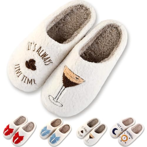 MUMIK Hausschuhe Damen Herren Weicher Plüsch Retro Hausschuhe Frauen Bequeme Warme Pantoffeln Trendiger Slipper drinnen und draußen Rutschfeste Pantoffeln von MUMIK