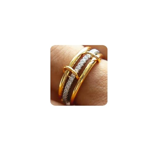 MUMREUES Gold Ringe Damen stapelbar 14K Gold plattiert - Verzahnte Weißgold/Gelbgold Zirkonia Schmuck Stacking Ringe Geschenkbox Größe 52 MUMREUES Gold Ringe Damen stapelbar 14K Gold plattiert - Verzahnte Weißgold/Gelbgold Zirkonia Schmuck Stacking Ringe Geschenkbox Größe 52 von MUMREUES