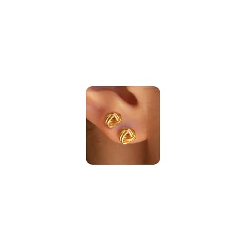 MUMREUES Ohrringe Silber 925 für Damen 14K Vergoldet Kleine Ohrstecker Minimalistische Knoten Stecker Gold Ohrstecker Ohr Schmuck Geschenke von MUMREUES