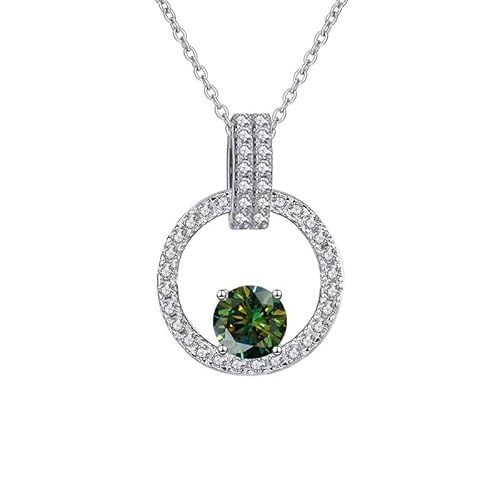 MUMUYOP Die Halskette der Frauen, 925 Silber Anhänger for Frauen Schmuck Moissanit Diamant Halskette mit Fassung Moissanit Stein (Color : Green_Onesize) von MUMUYOP