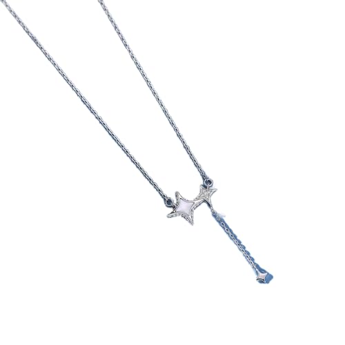 MUMUYOP Die Halskette der Frauen, Asymmetrische Stern-Halskette aus 925er Silber mit Micro-Set-Zirkon for Damen, vielseitiger Schmuck (Color : Silver_Onesize) von MUMUYOP
