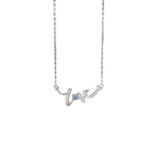 MUMUYOP Die Halskette der Frauen, Halskette aus 925er Silber, luxuriöse, eingelegte Zirkon-Schlüsselbeinkette for Damenschmuck (Color : Silver_Onesize) von MUMUYOP