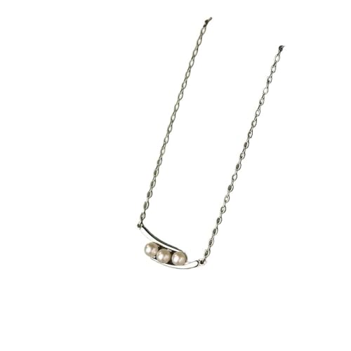 MUMUYOP Die Halskette der Frauen, Halskette mit geometrischem Perlenanhänger aus 925er Silber for Damen, Schmuckzubehör (Color : Silver_Onesize) von MUMUYOP