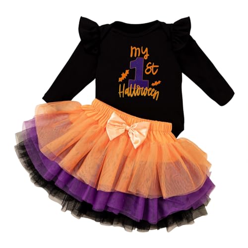 MUMZUGI Neugeborenes Baby Mädchen Kleidung Outfits Halloween Lange Ärmel Baby Outfit Sets Halloween, Violett 0-3 Monate von MUMZUGI