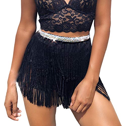 Bauchtanz Hüfttuch Kostüm Latin Dance Röcke Pailletten Quaste Fransen Outfits Rock für Damen von MUNAFIE