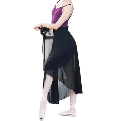 MUNAFIE Ballett Rock Damen Chiffon Wickelrock Ballett Kleidung Tanz Röcke für Mädchen schwarzer Rock von MUNAFIE