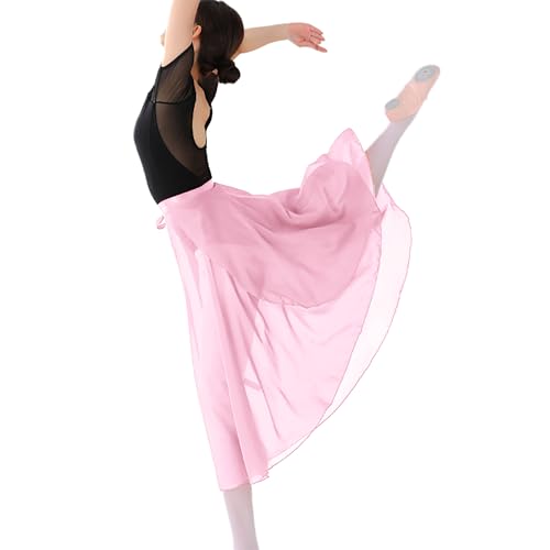 MUNAFIE Ballett Rock Damen Chiffon Wickelrock Ballett Kleidung Tanz Röcke für Mädchen Rosa von MUNAFIE
