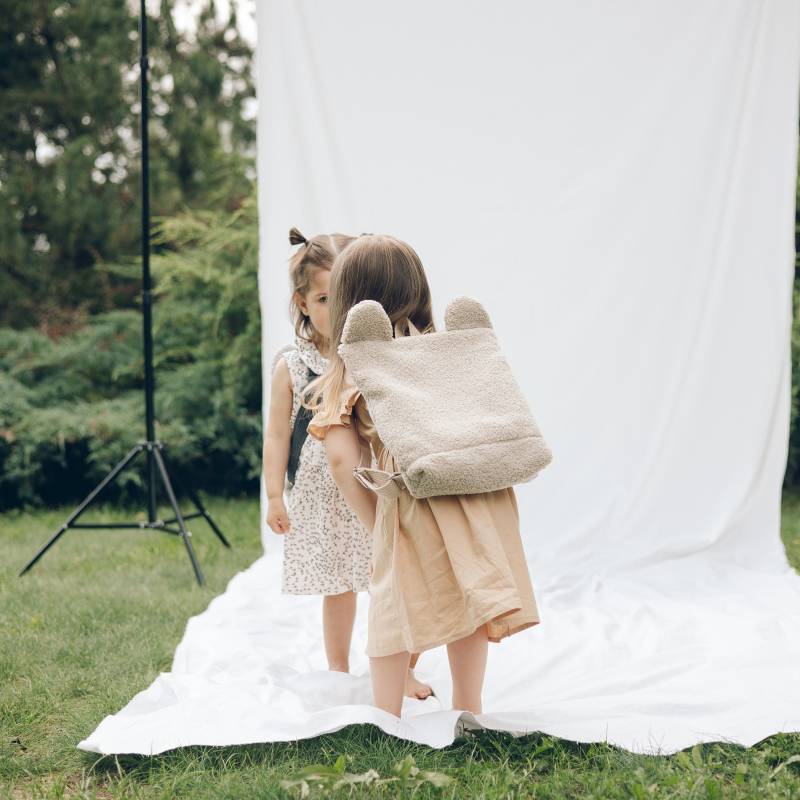 Beige Kleinkind Rucksack, Teddybär Kindergartentasche, 100% Recycelte Polyester Geldbörse von MUNIshop
