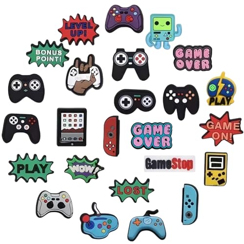 MUNSKT 25 Stück Crocs Anstecker, Spiel Thema Croc Charms, Rutschfeste Schuh-Zubehör für Kinder & Erwachsene von MUNSKT