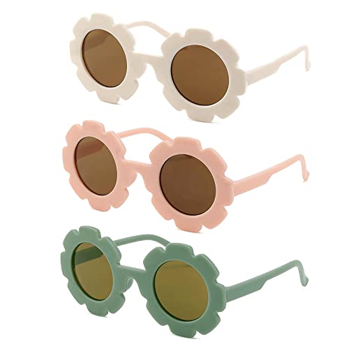 MUNSKT 3PCS Blume geformte Sonnenbrille für Kinder, flexibler Rahmen netter runder Gläser UV 400 Schutz, Baby Mädchen Jungen Kleinkind Geschenke ausgehend Dress Up von MUNSKT