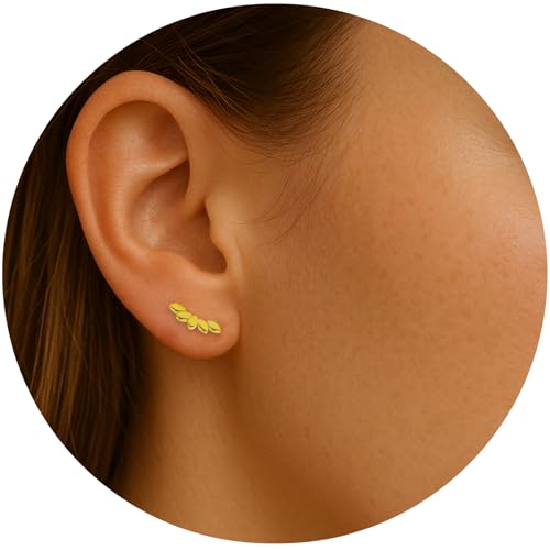 MUNSKT 925 Silber Gold flache Rückseite Ohrringe 14K Vergoldet Ohrringe Gold Zierliche Kletter ohrstecker Damen Hypoallergene Chirurgenstahl Ohr Helix Tragus Piercing von MUNSKT