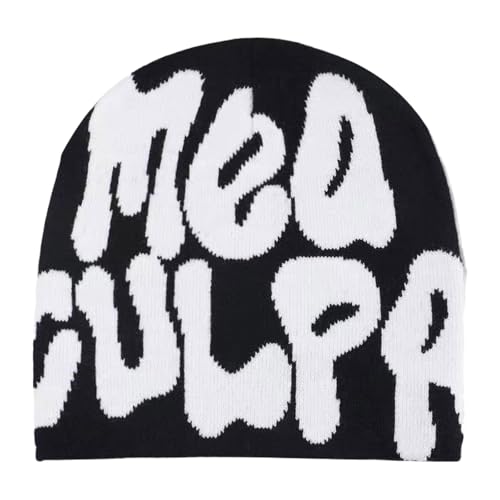MUNSKT Beanie Y2K MEA Culpa Beanie Corteiz Mütze Hip Hop Strickmützen Winter Warme Mütze für Frauen Männer von MUNSKT