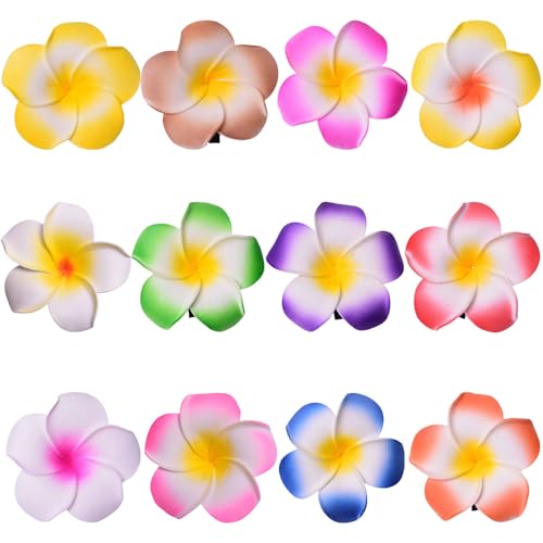 MUNSKT Blumen Haarschmuck Multicolor, 12 Stück Realistische Hawaii Flower Hair Clip für Frauen, Braut Hochzeit Partei Sommer Kopf Zubehör von MUNSKT