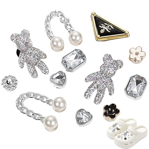 MUNSKT Crocs Anstecker, 12 Stück Bling Strass Crocs Charms, Mode Schuhanstecker Accessoires, DIY Schuhdekorationen für Frauen Mädchen von MUNSKT