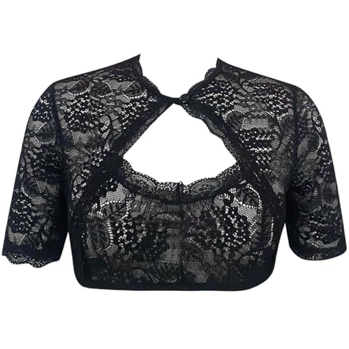 MUNSKT Damen Spitzen-Dirndlbluse, Halbarm Oktoberfest Trachtenoberteil, Tracht mit Knöpfen, Größe S bis 2XL, 2 Farben MUNSKT Damen Spitzen-Dirndlbluse, Halbarm Oktoberfest Trachtenoberteil, Tracht mit Knöpfen, Größe S bis 2XL, 2 Farben von MUNSKT