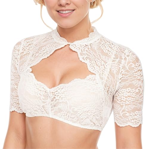 MUNSKT Dirndlbluse Damen Elegante Kurzarm Stretch Dirndl Bluse Trachtenbluse für Oktoberfest Dirndl Bluse Elegant (DE/NL/SE/PL, Alphanumerisch, 4XL, Regular, Regular, Standard, Weiß) von MUNSKT