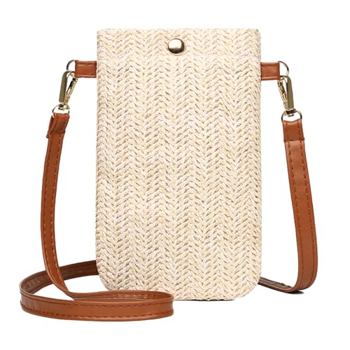 MUNSKT Handytasche Zum Umhängen Damen Strohtaschen Damen Frauen Strohtaschen für Frauen Crossbody Strand Tasche Umhängetasche (white, Kleine) von MUNSKT