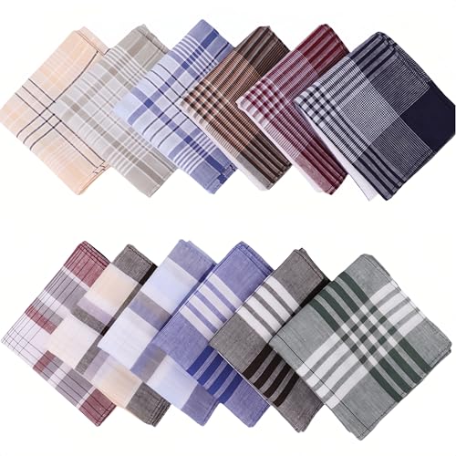 MUNSKT Herren Taschentücher 100% Baumwolle Handkerchief mit Karomuster Stofftaschentücher Herren Klassisches Herren Taschentücher von MUNSKT