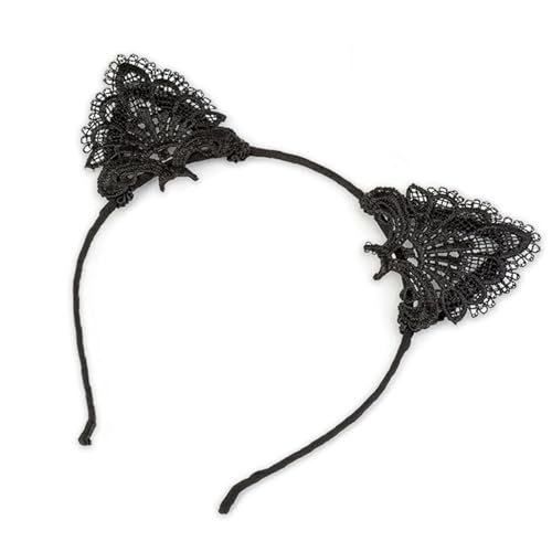 MUNSKT Katzenohren Haarreif mit Spitze Cat Ears Cat Ears Headband Katzenohren Haarreif Karneval Party Maskerade Cosplay Halloween von MUNSKT