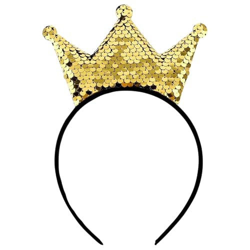 MUNSKT Pailletten Krone Stirnband, Glitzer Kronen Haarband Gold Haar Hoop Haarschmuck für Mädchen Frauen Geburtstag Weihnachten Party von MUNSKT