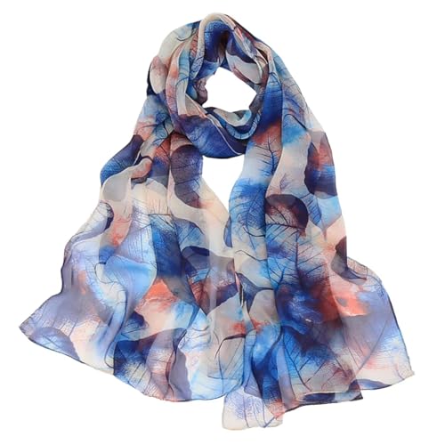 MUNSKT Sommerschal Damen Dünn Chiffon Schal Leicht Blatt Blau für Strand Alltag Party Bankett von MUNSKT