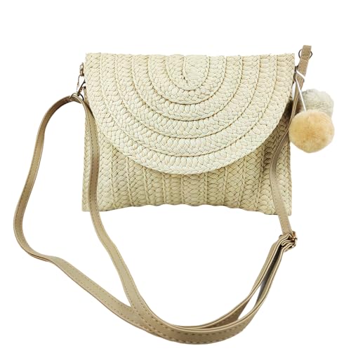 MUNSKT Strand-Handtasche aus Stroh, kleine Tasche im Boho-Stil, für Damen, Strandtasche für den Sommer von MUNSKT