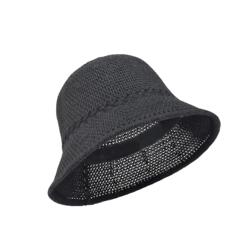MUNSKT Strohhut, Damen-Sommerhut, faltbarer Sonnenhut aus Netzstoff, weich und leicht, Strandhut für Frühling, Schwarz , One size von MUNSKT
