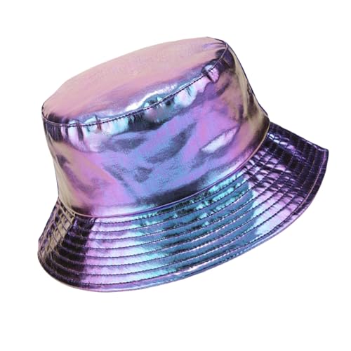 MUNSKT Wasserdichter Eimer Hut Unisex Modischer Wild Camping Bucket Hat Lustiger Hut Sonnenschutz Flexibel Faltbar Furry Metallic Finish von MUNSKT