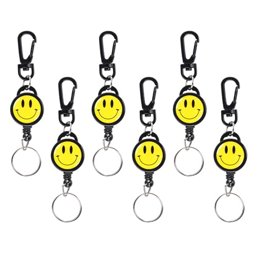 MUNTE 6 Stück 360° Drehbar Ausziehbarer Schlüsselanhänger, Einziehbarer Schlüsselanhänger Aluminiumlegierung, Schlüsselkarabiner mit Karabinerhaken Und Schlüsselring, zum Tragen von Schlüsseln von MUNTE