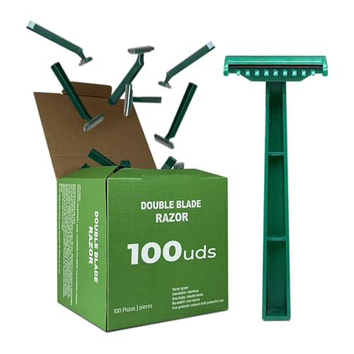 100 Stück Einmalrasierer 2 Klingen - Rasierer für Medizinische, Tattoo- und Alltagsanwendungen - Einwegrasierer in Grün von MUNTRADE