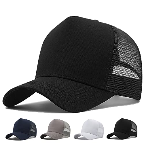 MUNULA Oversize XXL Mesh Trucker Hut Big Head Hüte für Männer Hohe Krone Baseball Kappe Atmungsaktiv Papa Hut Verstellbar 59,9 cm - 65 cm, Schwarz, XXL/3XL von MUNULA