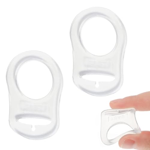 MUNZE 2 Stück Silikon Knopf Ring Schnuller Adapter Silikon Dummy Schnuller Halter Clip Adapter Ring Silikonring Für Schnuller von MUNZE