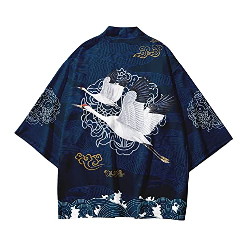 MUOUEAOU Japanischer Kimono Cape 3D Druck Kimono Mäntel Für Herren Unisex Lockerer Umhang Mit Offener Vorderseite Und 3/4-Ärmeln Für Teenager (3,4XL) von MUOUEAOU