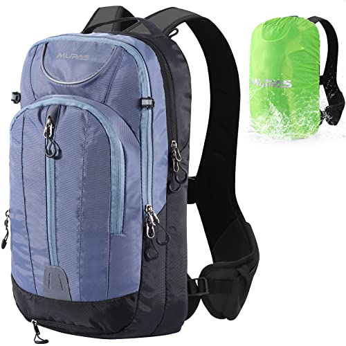 MUPAS Fahrradrucksack klein für Damen & Herren -Wasserdichter Ultraleichter +14 Zoll Laptopfach,mit Regenkappe/Helmüberzug/Handytasche und stylische Reflexstreifen, für Wandern(Blau Schwarz) von MUPAS