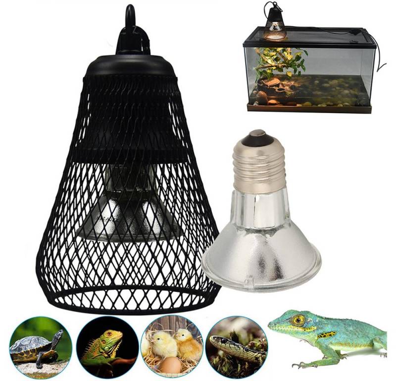 MUPOO Infrarotlampe Reptilien Keramik Heizlampe mit Schutz, Reptil Infrarot-Wärmelampe, Heizungshalter Wärmelampe mit Sicherheitskäfig von MUPOO