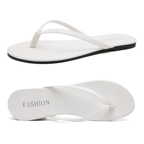 MUQGAOP Flip Flops für Frauen Sandalen Strand Sommer Casual Bequem Rutschfest Strand gehen Urlaub Reisen Flip Flops Sandalen für Frauen 2025 Weiß EU 41 von MUQGAOP